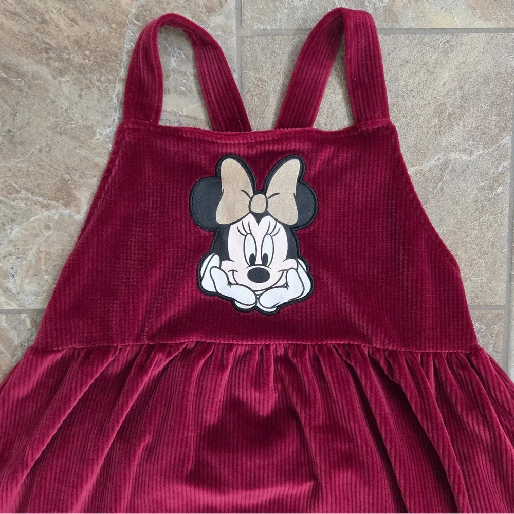 Disney Minnie Mouse Corduroy Jumper Dress - Burgundy Girl's Size 6X‎